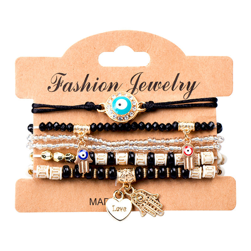 Wholesale Devil's Eye Fashion Bohemian Multi Layer Bead Charm Bracelet